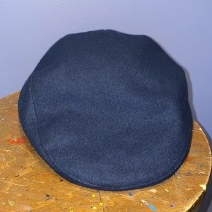 Navy blue John Lewis cabbie flat cap 2 panel style driving hat poly cotton blend